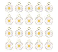 BUBEFSKD 20 pièces Mode Fleur Pendentif Charm Dangle Mignon Petite Marguerite Keychain Collier Bijoux Accessoires Métal Charm Mode Bijoux, taille unique, comme décrit