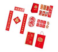 BUBEFSKD 2024 Kit de décoration pour la maison du Nouvel An chinois avec Couplet Scrolls Signe porte-bonheur Sac d'argent et autocollant de fenêtre Festival Décalcomanies de fenêtre