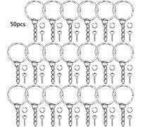 BUBEFSKD 50x Épingle À Œil Vis en Argent pour Porte-clés avec Chaîne Et Anneau De Saut Ouvert Broches Œil D'extension Fendues Porte-clés Anneau Je Fermeture Éclair Charme