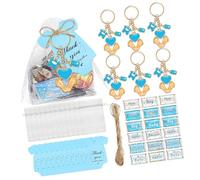 BUBEFSKD 6/20 Pièces Porte-clés Pieds De Bébé En Métal Ensemble Porte-clés Avec Autocollant D'emballage À Cordon Et Étiquette Remerciement Pour La Décoration Des Douches