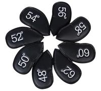 BUBEFSKD 8 Pièces Couvre-Chef De Golf en Cuir PU Housses Protection Étuis Tête Tige Imperméables Couvertures Fer Accessoire Couverture Club Golf Housse Protection Souple Portable