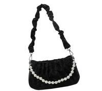 BUBEFSKD À Bandoulière En Cuir PU Pour Femmes Bandoulière Froncée Messagers De Mode Avec Chaîne De Perles À Main Esthétique Pour Le Quotidien Des Femmes