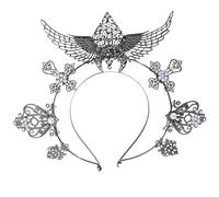 BUBEFSKD Bandeau à cheveux pour adolescent et étudiant Carnaval avec double histoire Cosplay Ange Forme sacrée Bandeaux de perles Performance Haop pour femmes Bandeau en cristal de perles noires pour