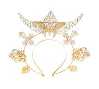 BUBEFSKD Bandeau à cheveux pour adolescents et étudiants Carnaval avec double histoire Cosplay Ange Forme sacrée Bandeaux de perles Performance Haop pour femmes Bandeau en cristal de perles noires