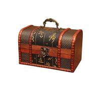 BUBEFSKD Boîte de rangement à bijoux en chêne antique avec serrure pour enfants filles planificateur secret coffre à artefacts décoratif sarcophage à bijoux pour enfants