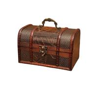 BUBEFSKD Boîte de rangement à bijoux en chêne antique avec serrure pour enfants filles planificateur secret coffre à artefacts décoratif sarcophage à bijoux pour enfants