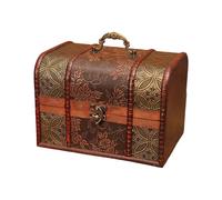BUBEFSKD Boîte de rangement à bijoux en chêne antique avec serrure pour enfants filles planificateur secret coffre à artefacts décoratif sarcophage à bijoux pour enfants