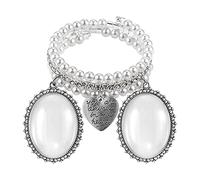 BUBEFSKD Bouquet Image Bracelet à breloques avec verre ovale pour photo de mariage Pendentif cœur conçu avec perle solide pour douche nuptiale Bracelet