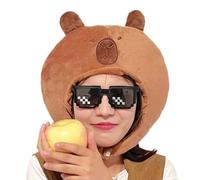 BUBEFSKD Capybara en peluche pour la famille Enfants Adultes Beau bonnet en peluche de dessin animé Respirant Festival Fête Chapeaux Accessoires pour enfants