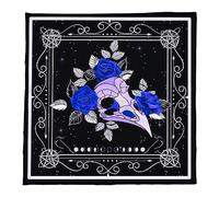 BUBEFSKD Carte de tarot Nappe Carrée Divinité Tapisserie Crâne Oiseau Tête de Fleur Astrologies Nappe Sorcellerie Tapis de Table Divine Cartes Table Décoration Murale Sorcellerie Fournitures