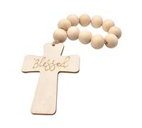 BUBEFSKD Chapelet catholique en bois avec croix - Pendentif pour baptême, première communauté, confirmation, mariage, maison de ferme cadeau - Décoration - Pendentif Croses