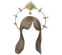 BUBEFSKD Cosplay Angel Aureole Forme Hair Hoop Femmes Maquillage Bandeau pour Festival Fête Enfants Performances Accessoires Cheveux Base Avec Trois Histoires Dorées Argent Pour Artisanat