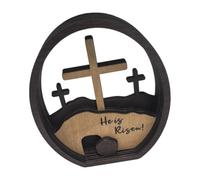 BUBEFSKD Croix en bois naturel et sculpture funéraire vide signe scène de résurrection ornement décors religieux catholiques décoration de table