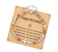 BUBEFSKD De Rencontre en Pierre Naturelle avec Carte Message Inspirante Ensemble Bijoux Confirmation Religieuse pour Sa Mère Sœur Fille