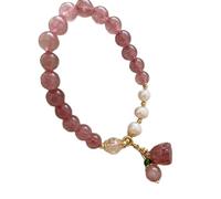 BUBEFSKD Élastique en Perles De Quartz Fraise Bijoux Spirituelle pour Femmes d'anniversaire Pierres Précieuses Naturelles Santé