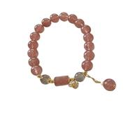 BUBEFSKD Élastique en Perles De Quartz Fraise Bijoux Spirituelle pour Femmes d'anniversaire Pierres Précieuses Naturelles Santé