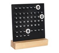 BUBEFSKD Élégant calendrier de bureau permanent en acrylique avec support en bois avec 3 anneaux Date Record pour la maison, le bureau, la salle de classe, les décors Outil de gestion du temps