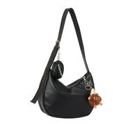 BUBEFSKD Élégant et spacieux en polyuréthane Dumpling Sac à bandoulière sous les bras Étiquettes pour sac à bandoulière à la mode avant Individus Sac à courage, Noir , With pendant