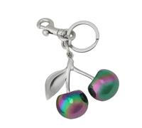 BUBEFSKD Élégant pendentif cerise porte-clés accessoire pour clés et sacs qui offrent un changement de couleur scintillant sous différentes lumières porte-clés en alliage léger, Argent (Silver