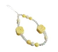 BUBEFSKD Élégant pendentif en perles fait à la main pour téléphone portable chaîne sangle mode téléphone portable corde femmes téléphone lanière bijoux clip en métal support de téléphone