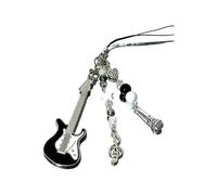 BUBEFSKD Élégant porte-clés de guitare pour femme, accessoire élégant avec détails en métal, pendentif de sac à main, décoration de sac à main, sangle de téléphone portable tendance, Chain Terms