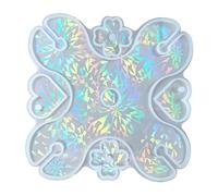 BUBEFSKD Étagère à vin rouge holographique unique Moules en silicone Quatre têtes de feuilles Moule pour support en verre Plateau Moule époxy Moule Artisanat Décoration Effet décoratif