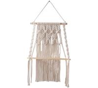 BUBEFSKD Étagère murale décorative en macramé faite à la main pour livres, cadres, plantes, support de rangement élégant en corde de coton, macramé, étagères suspendues