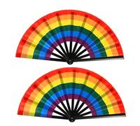 BUBEFSKD Éventail à main arc-en-ciel - Pliable - En plastique - Coloré - Pour festival de musique - Décoration de fête arc-en-ciel
