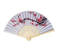 BUBEFSKD Éventail Pliant en Tissu De Soie Cadre Bambou Naturel Fleur Classique Accessoires Refroidissement Décoratifs Portables Éventail Mariage Bambou