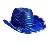 BUBEFSKD Fedora Paillettes Fedora Femmes Hommes Femmes Cowboy Chapeaux Party Paillettes Top Bonnet Cosplay LED Lege Leite Film Forme pour la fête costumée Pays Bim pour adultes
