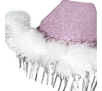 BUBEFSKD Femme Strass Pompons Cowboy avec Corde Réglable Grand Candida Bridal Western Fedoras pour les séances photo Fournitures de casques de mariée Fête de célibataire Cowgirl Célibataire Fête Disco