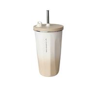 BUBEFSKD Gobelet en acier inoxydable isolé sous vide avec couvercle en paille Récipient de boisson de qualité alimentaire pour le chemin quotidien au travail Sports Tasse à café en acier inoxydable