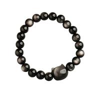 BUBEFSKD Head Bracelets extensibles avec perles noires Bracelet unisexe Bijoux Anniversaire Cadeau élégant, 8MM, comme décrit