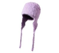 BUBEFSKD Hiver Adolescents Protection Oreille Chapeau Foulard Coupe-Vent Trapper Adultes Plein Air Vélo-Trafic Ferroviaire Tricot Chapeaux pour Femmes Adultes et Adolescents, lilas, taille unique