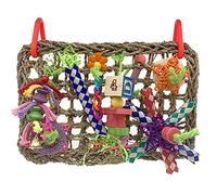 BUBEFSKD Jonc de mer Recherche de Nourriture Jouets Blocs de Bois Jouets Suspendu sur Nourriture en Corde Naturelle Mâcher Amusant pour Cacatoès Cockatiel Macaw Petits Perroquets à Mâcher Jouet à