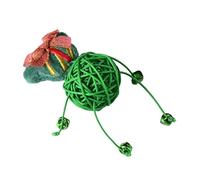 BUBEFSKD Jouet interactif pour chat - Boules en rotin avec poupées en peluche et aboiements - Jouet à mâcher pour animaux de compagnie - Couleurs vives - Avec cloches - Hochets