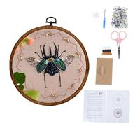 BUBEFSKD Kit de broderie de perles pour débutants, avec couture de leçons de pneus, fils en tissu et aiguilles de décoration de bureau
