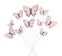 BUBEFSKD Lot de 10 décorations de pâtisserie en papier réutilisables Papillon Vivant Décoration de pâtisserie de qualité alimentaire Décoration sûre pour mariage, anniversaire, mariage, cupcakes