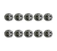 BUBEFSKD Lot de 10 perles en argent de style tibétain avec de grands trous de 9 mm Accessoires de bijoux faits à la main pour des connexions de bijoux uniques Perles rondes en argent, taille unique