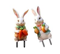 BUBEFSKD Lot de 2 figurines de lapins avec carottes colorées en PVC pour les amateurs de vacances, décoration de cour, décoration de festival