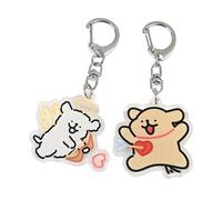 BUBEFSKD Lot de 2 porte-clés en acrylique mignon chien magique dessin animé pendentif ornement suspendu sac à dos porte-clés décoration bijoux pour couple porte-clés ornement pour femmes filles, a