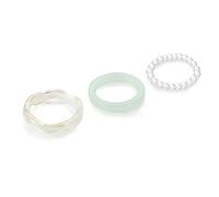 BUBEFSKD Lot de 3 bagues minimalistes en résine Perles élastiques empilables Doigt épais Bijoux de fête de mariage pour filles Résine pour femmes adolescentes Esthétique, comme décrit