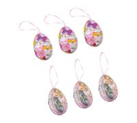 BUBEFSKD Lot de 6 œufs suspendus Ornement pour les activités d'enseignement et les fêtes Décoration saisonnière Artisanat Amateurs Cadeau Famille Décorations de Pâques