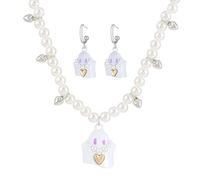 BUBEFSKD Mode Européenne Et Américaine Méchant Fantôme Imitation Collier De Perles Discothèque Lieu De Travail Mode Dames Boucles D'oreilles Bijoux Amour Coeur Collier Pour Les Filles