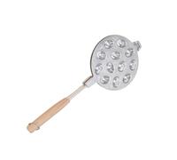 BUBEFSKD Moule à biscuits portable en noyer 12 trous - Fabricant de pâtisseries aux noix - Poêle à pâtisserie avec poignée en bois - Alliage d'aluminium - Produits de boulangerie en alliage