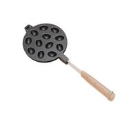 BUBEFSKD Moule à biscuits portable en noyer 12 trous - Fabricant de pâtisseries aux noix - Poêle à pâtisserie avec poignée en bois - Alliage d'aluminium - Produits de boulangerie en alliage