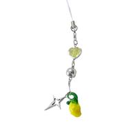 BUBEFSKD Pendentif téléphone à main Roman Nœud papillon transparent Glands Y2k Fille Cœur Niche Fruit Amour Porte-clés Fait à la main, jaune, taille unique