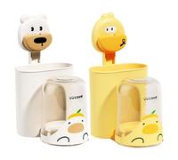 BUBEFSKD Porte-brosses À Dents De Dessin Animé pour Tasses Murales avec Forte Aspiration Conceptions Permettant D'économiser l'espace -Brosse À Dents Pas Perçage -gobelet Salle