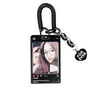 BUBEFSKD Porte-cartes transparent coréen Porte-clés Idole Photo Pochettes Bus Card Cover Photocard Photo Protector Autocollant École Porte-clés Photos