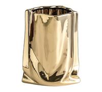 BUBEFSKD Pot de fleurs fait à la main en céramique galvanisée à texture plissée Double usage pour la culture hydroponique et les arrangements séchés. Vases avec finition métallique